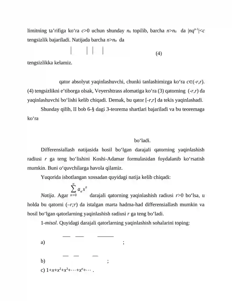 Darajali qatorlarning xossalari 4