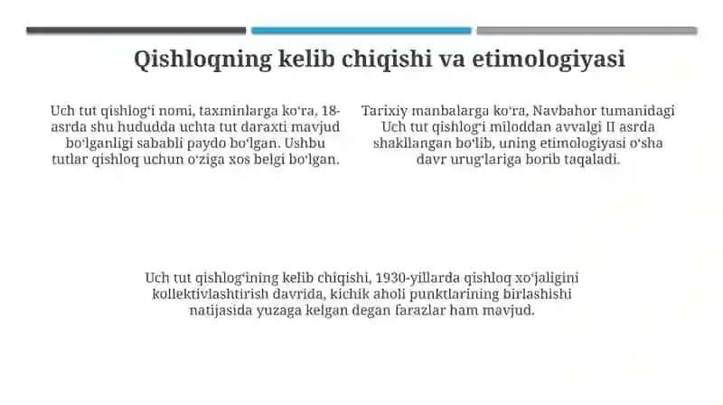 Navbahor tumanidagi uch tut qishlog'i tarixi va yodgorliklari 4