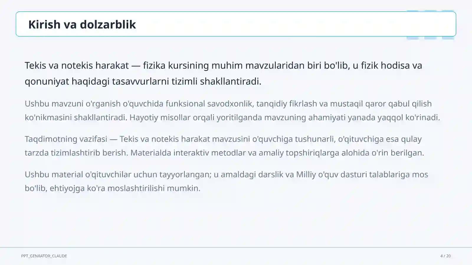 Tekis va notekis harakat (7-sinf) 4