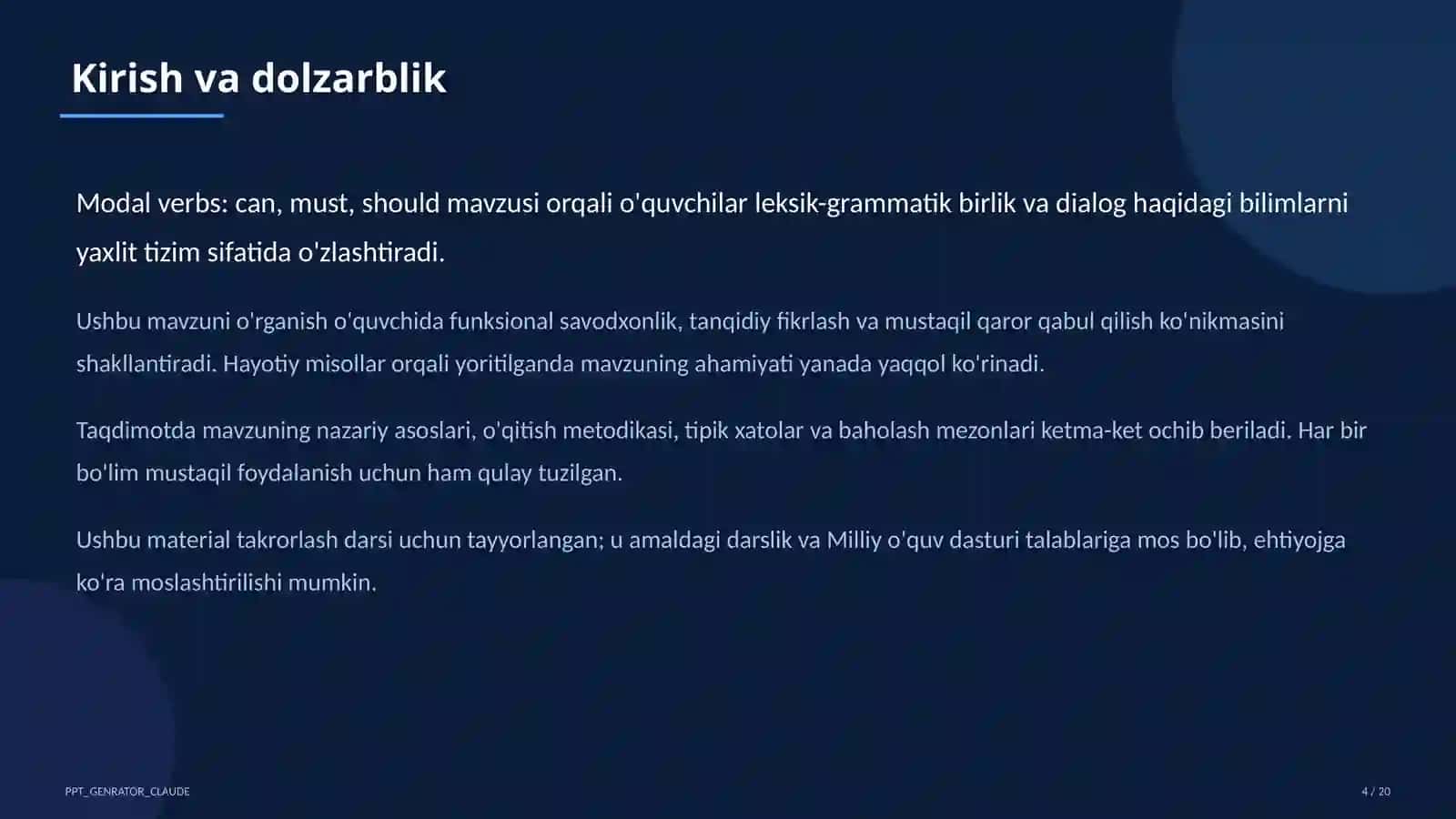 Modal verbs: can, must, should (7-sinf) 2