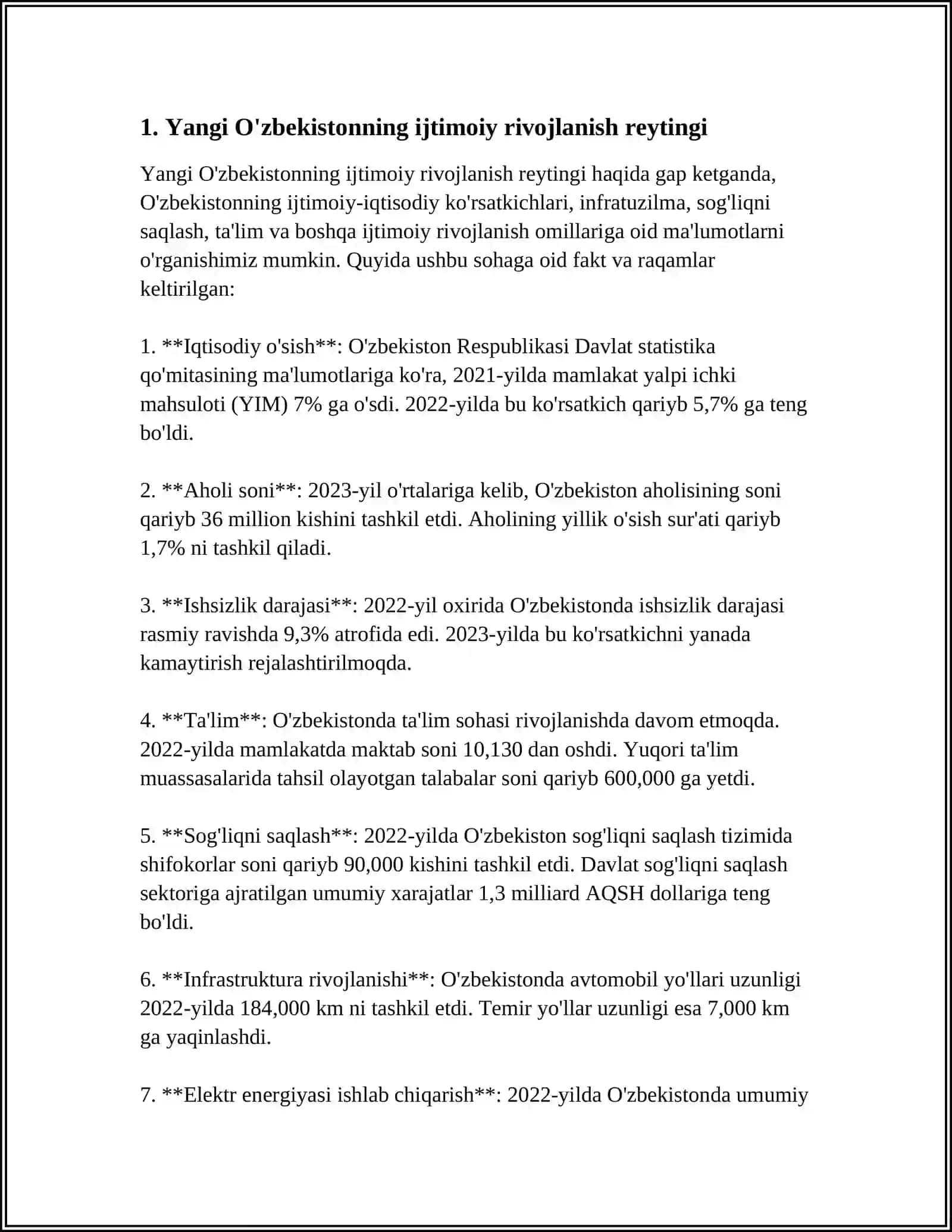 YANGI O'ZBEKISTON IJTIMOIY-SIYOSIY, IQTISODIY VA MADANIY HAYOTIDA RO'Y BERAYOTGAN O'ZGARISHLARNING XALQARO REYTING VA INDEKSLARDA AKS ETISHI 4