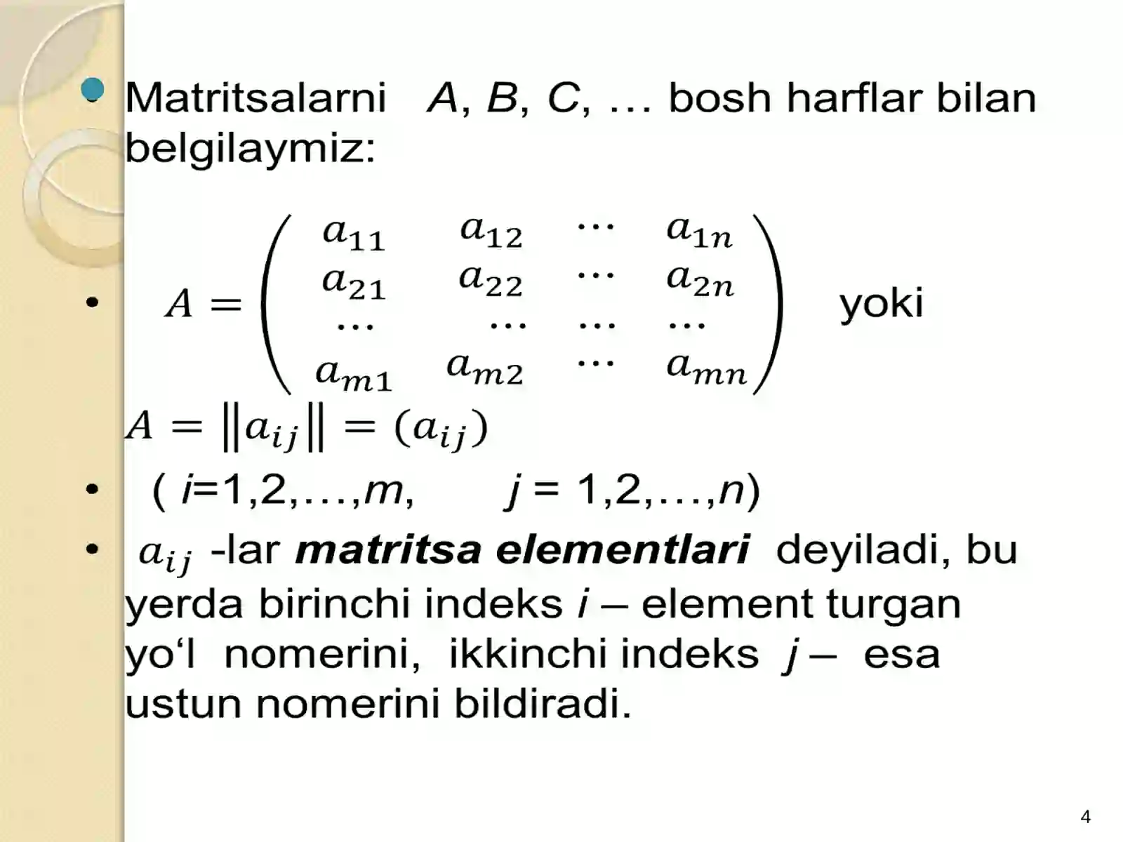 MATRITSA VA ULAR USTIDA AMALLAR 4