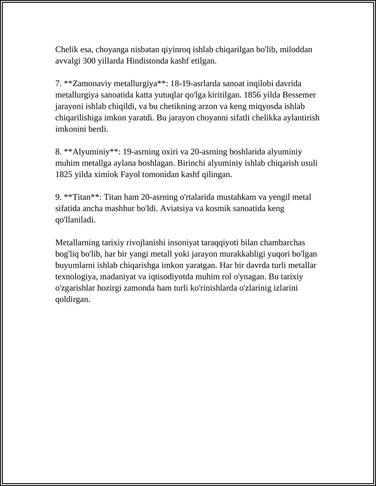 METALLMASLAR MAVZUSIDA REFERAT 4