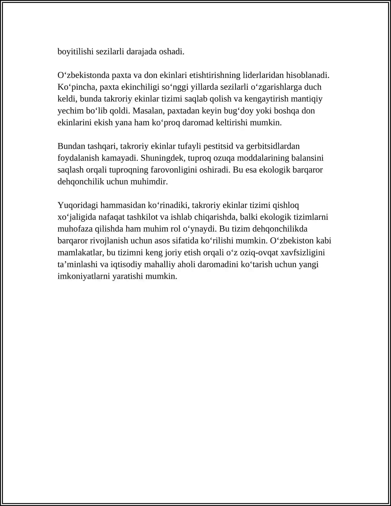YEM-XASHAK EKINLARNI TAKRORIY EKIN SIFATIDA YETISHTIRISH TEXNOLOGIYASI 4