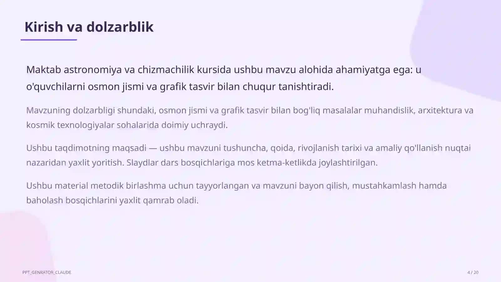 Chizmachilik asoslari: chizma asboblari va formatlar (8-sinf) 4