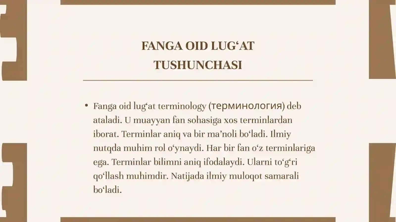 FANGA OID LUG‘AT VA DIALOG TUZISH XUSUSIYATLARI 4