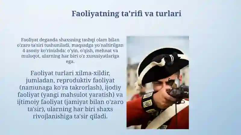 Faoliyatning oʻzlashtirilishi va malakalarni egallash. Motiv va motivatsiya 4