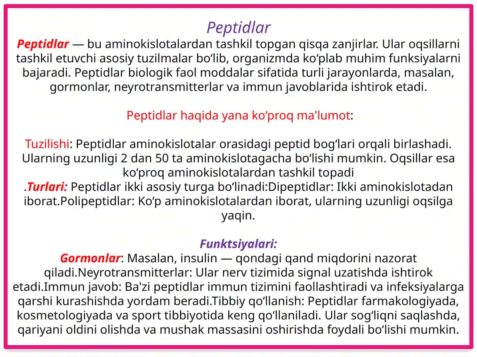 Oqsiltabiatli peptidlar va gormonlar 4