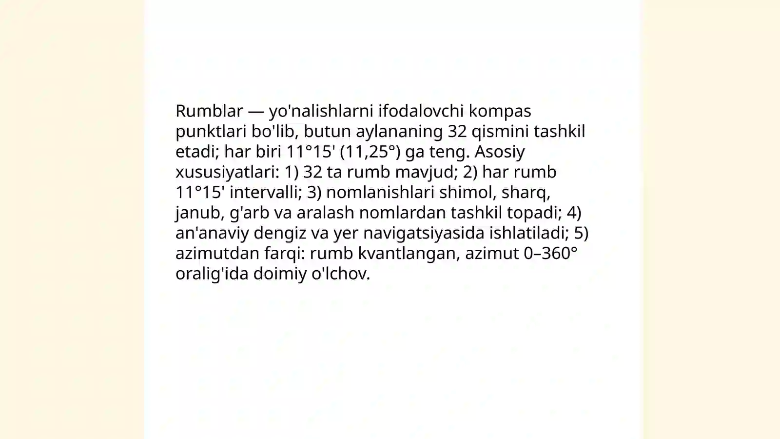 Orientirlash.Azimut va Rumblar 4