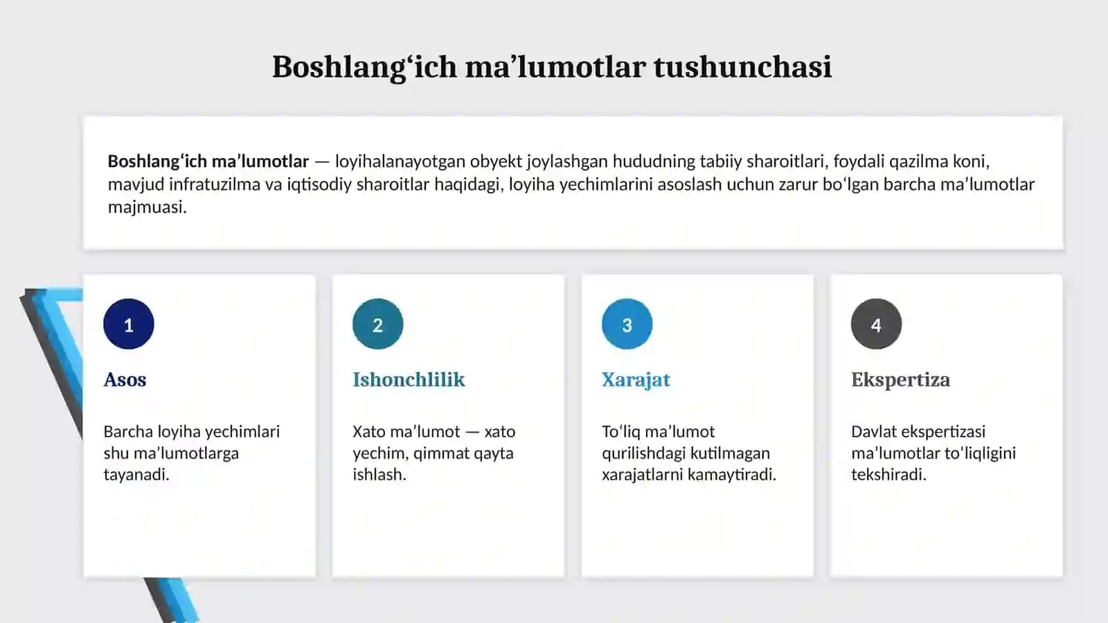 Loyiha tuzish uchun boshlang‘ich ma’lumotlarni yig‘ish 4