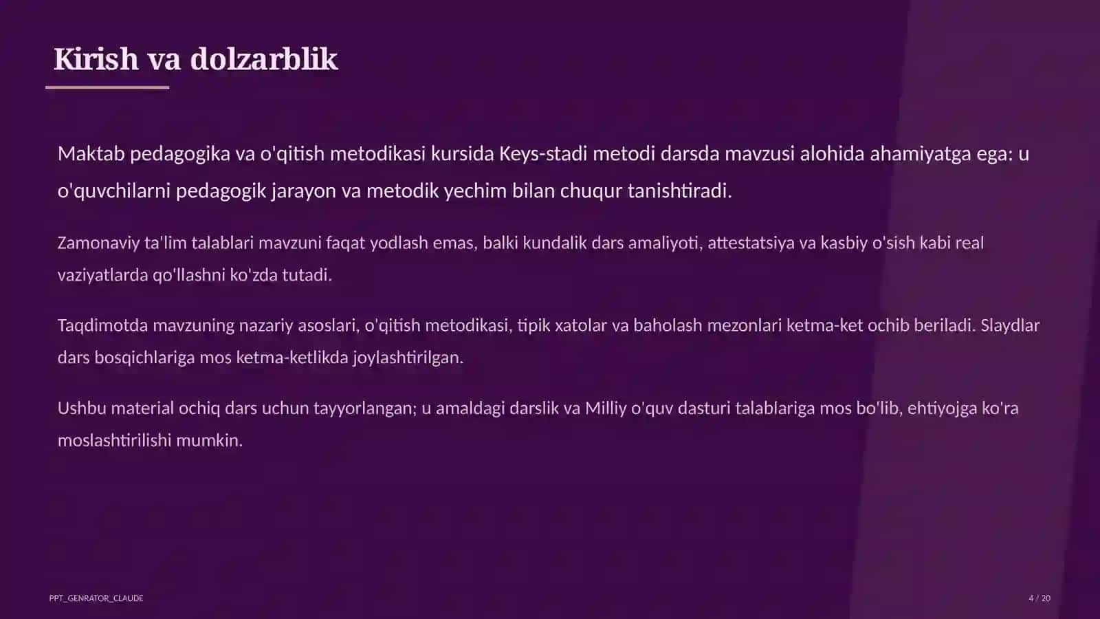 Keys-stadi metodi darsda 4