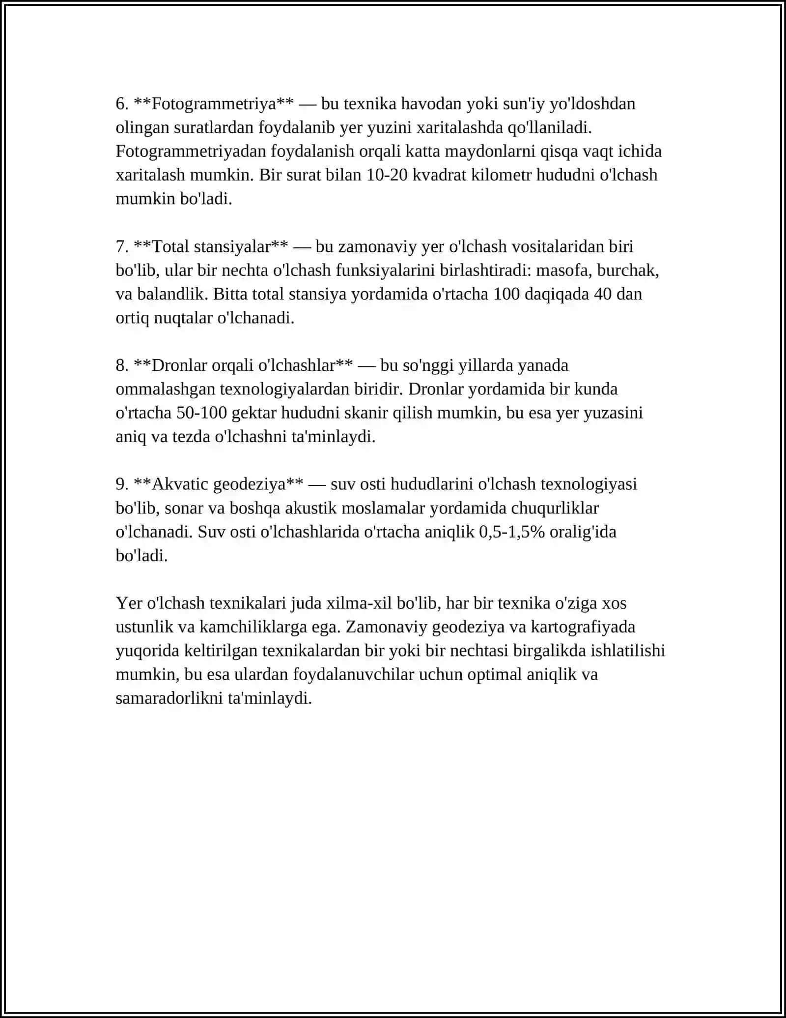Yer o'lchash texnikalari 4