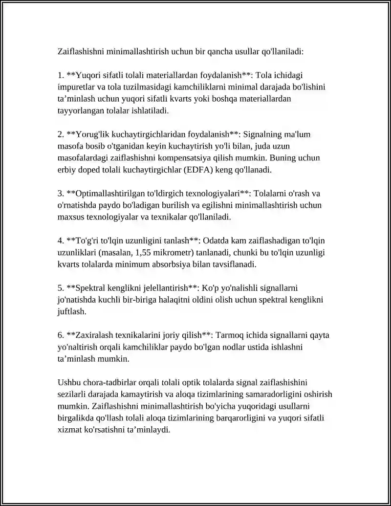 TOLALI OPTIK ALOQA TIZIMLARIDAGI MAUMMOLAR VA UNING KELAJAGI 4