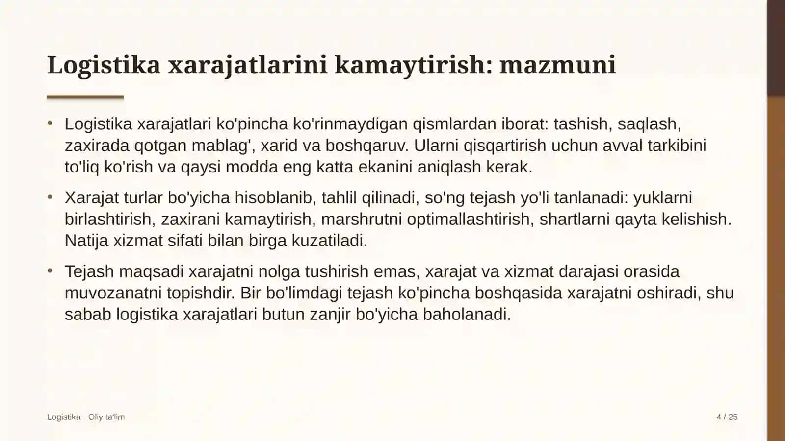 dilerlik tarmoqlarida logistika xarajatlarini kamaytirish 2151 4