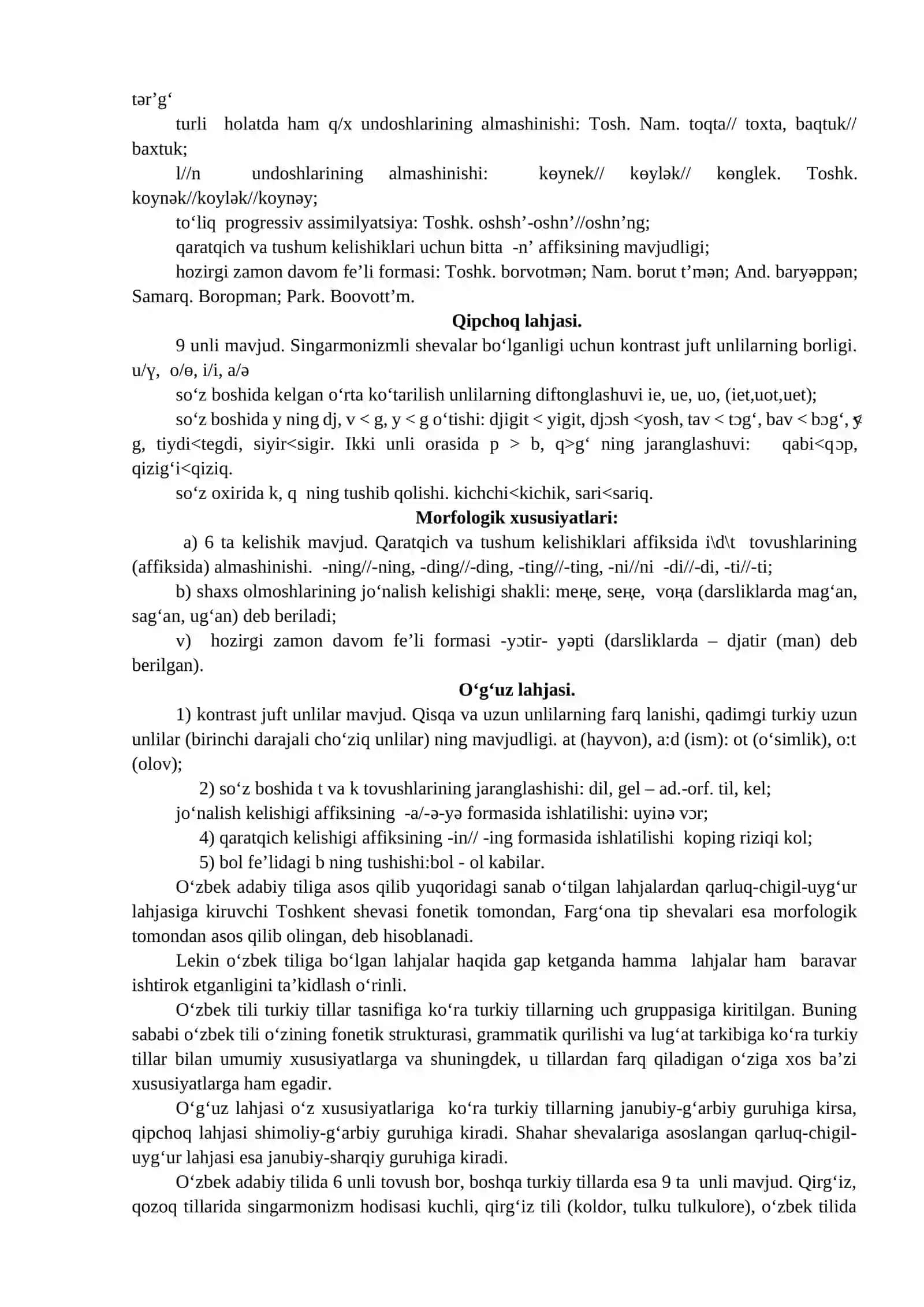 O'ZBEK ADABIY TILI VA SHEVALARI 4