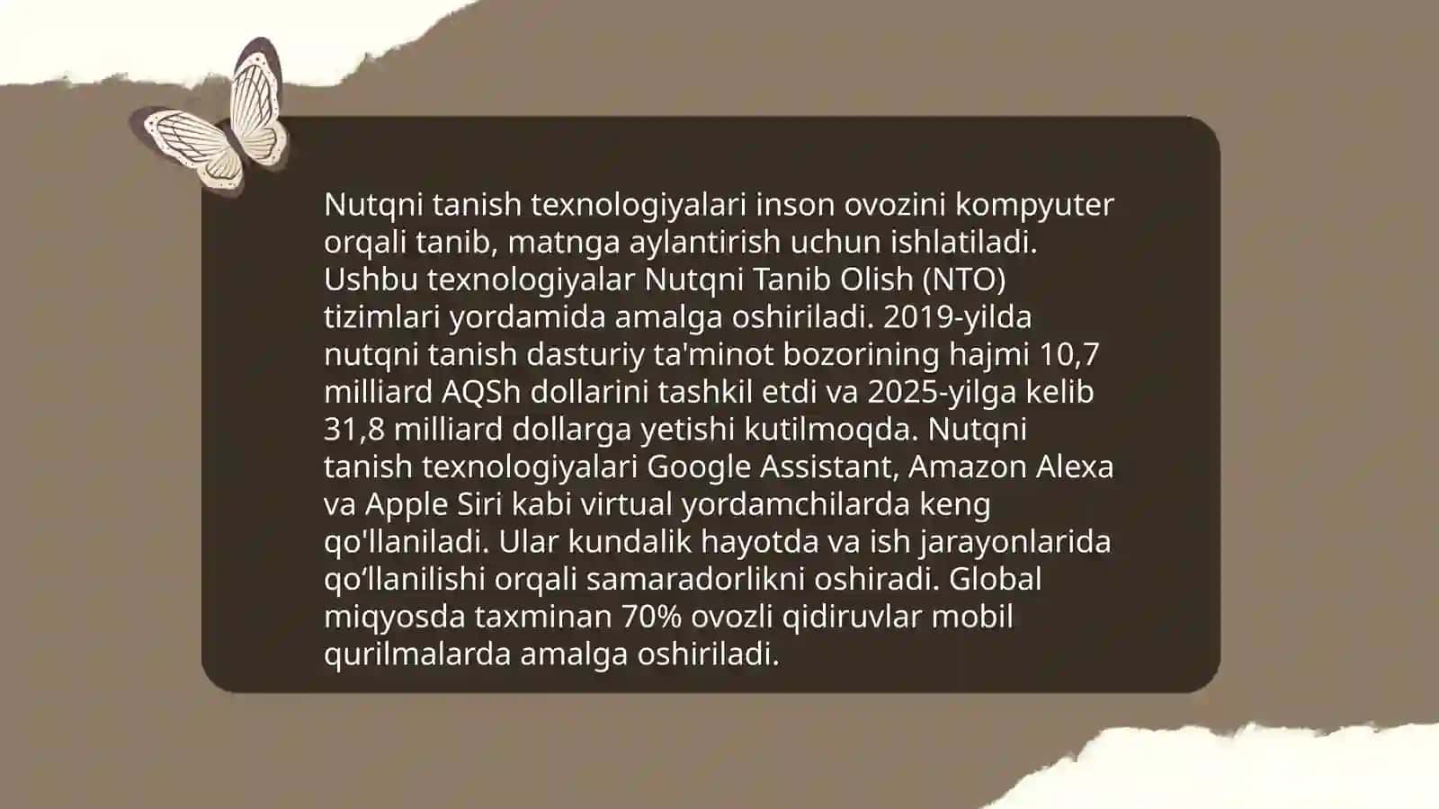Og'zaki va yozma matnlarni ovozlashtirish va ovozli ma'lumotni matnga o'tkazish tamoyillari Toshpo'latova Durdona 4