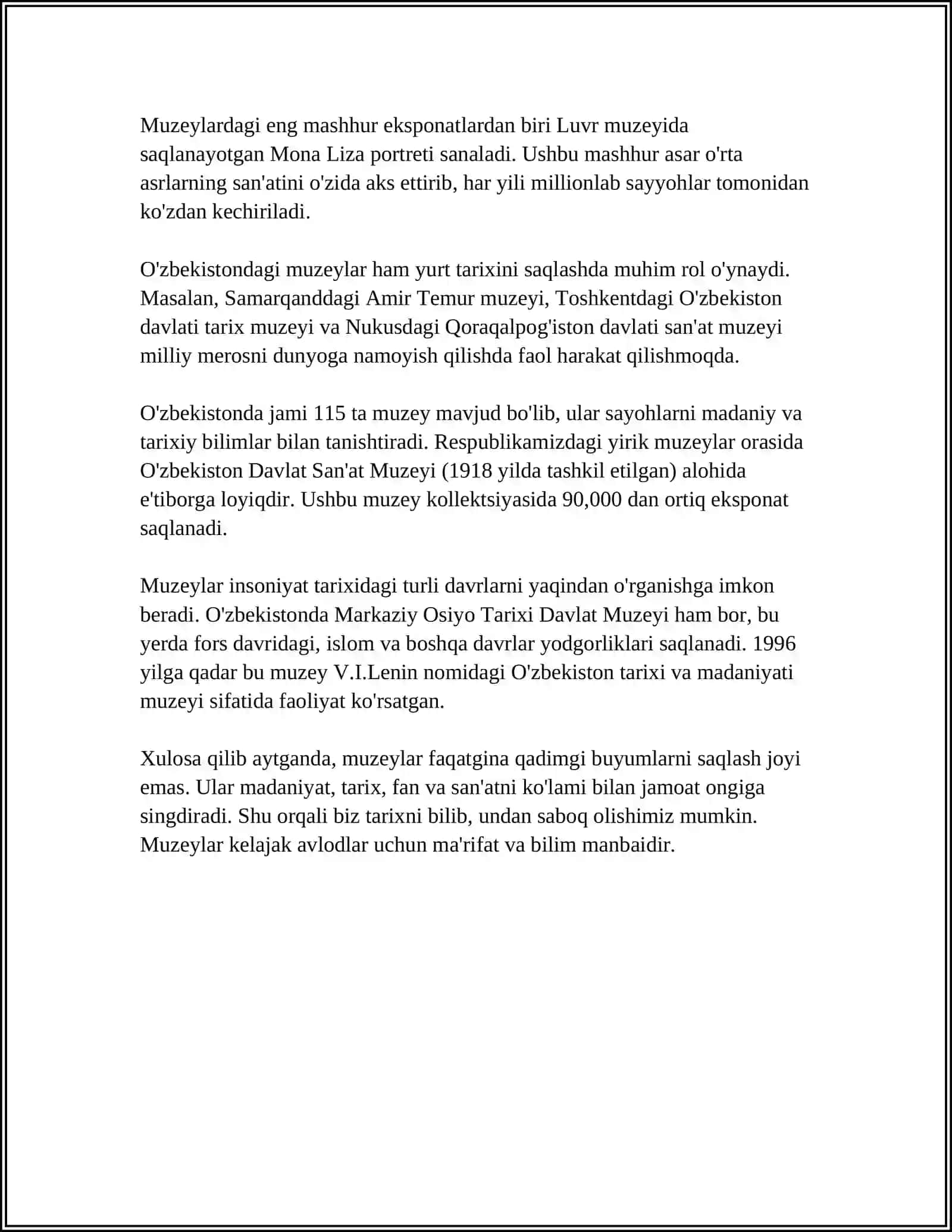 MUZEYLAR O'TMISH VA KELAJAK ORASIDAGI KO'PRIK 4