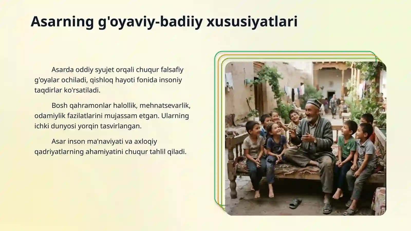 Odil yoqubov Yaxshilik hikoyasi loyiha ishi 4