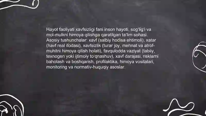 Hayot faoliyati xavfsizligi 4