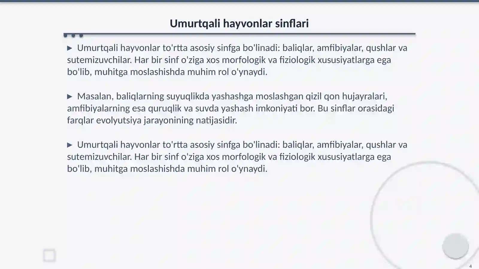 Qadimgi umurtqali hayvonlarning kelib chiqishi bilan bogʻliq umumiy xususiyatlari 4