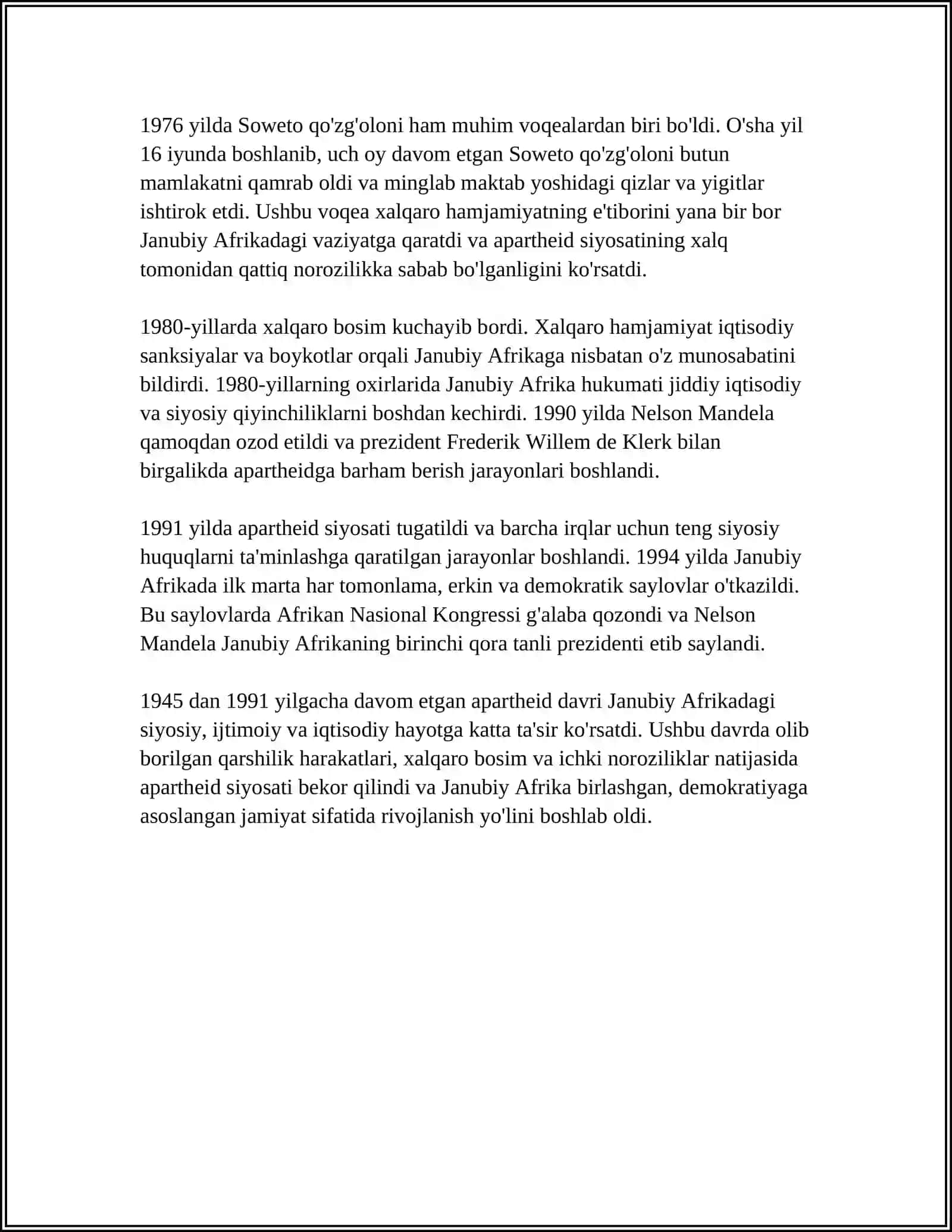 1945-1991 yillarda Tropik va Janubiy Afrika davrida siyosiy, iqtisodiy va madaniy hayot 4