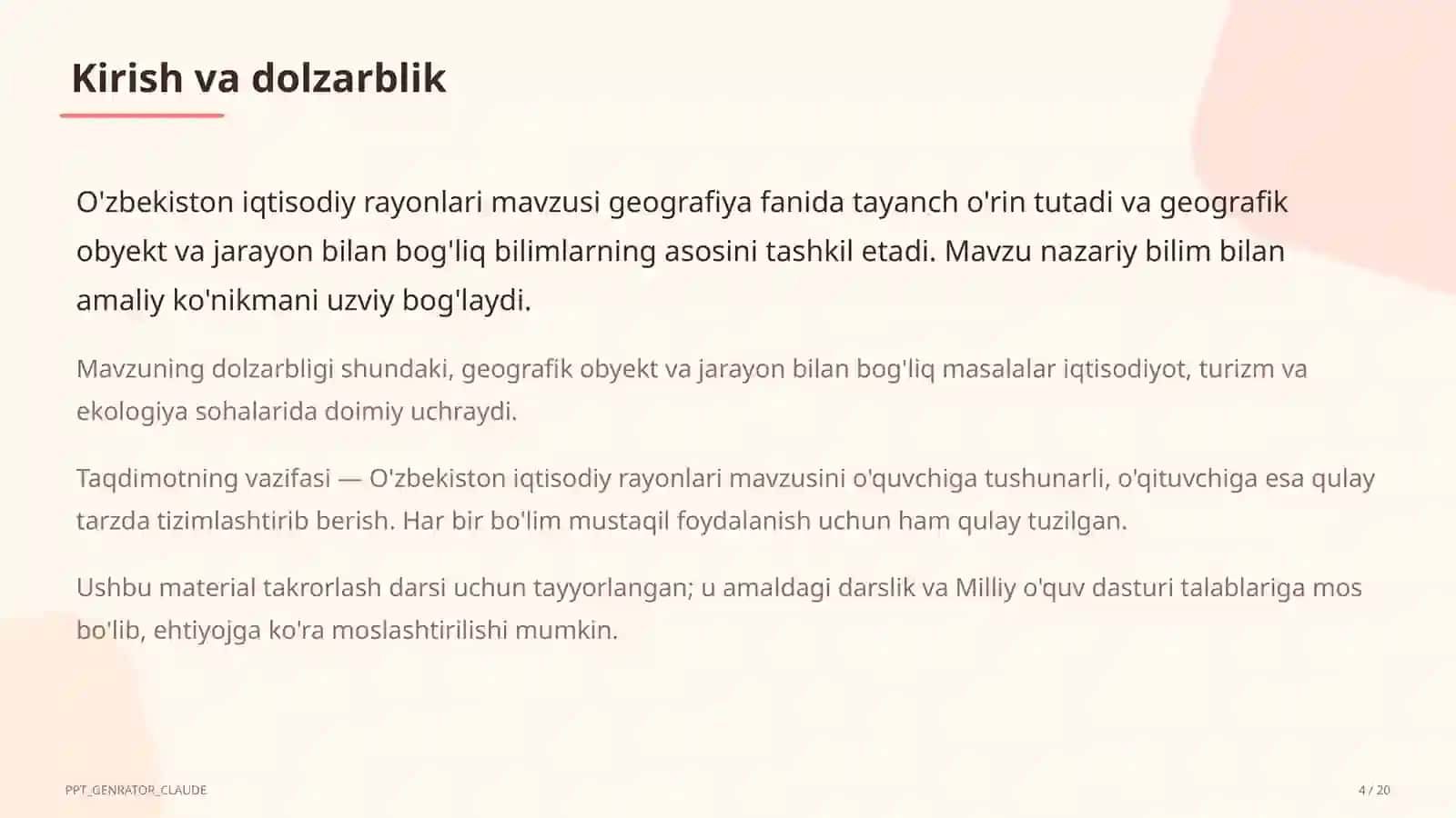 O'zbekiston iqtisodiy rayonlari (9-sinf) 4