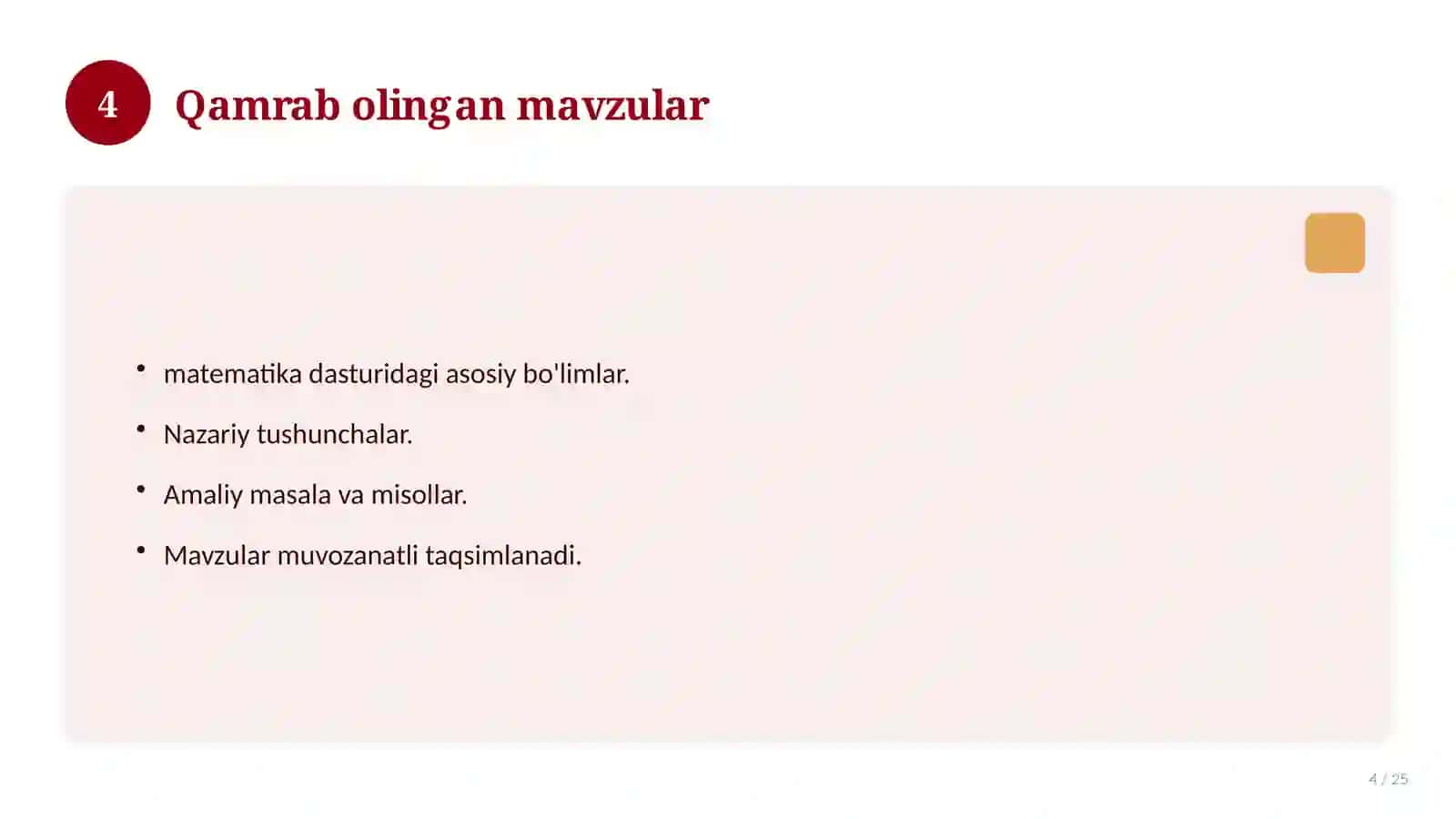 Tarbiya fanidan 7-sinf: mavzulashtirilgan nazorat ishi va tahlil 4