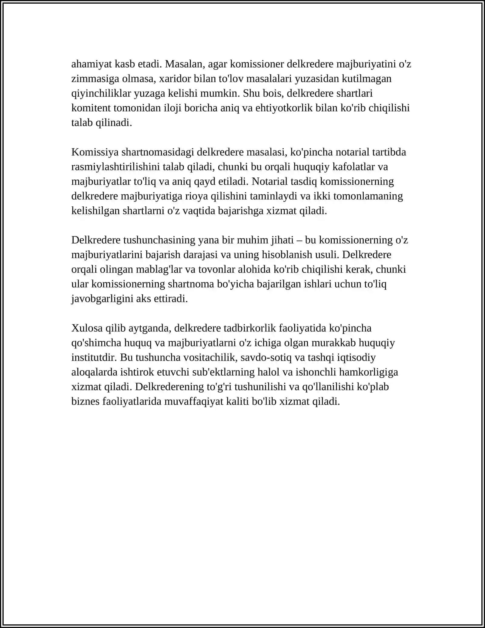 VOSITACHILIK (KOMISSIYA) SHARTNOMASIDA DELKREDERENING HUQUQIY TABIATI 4