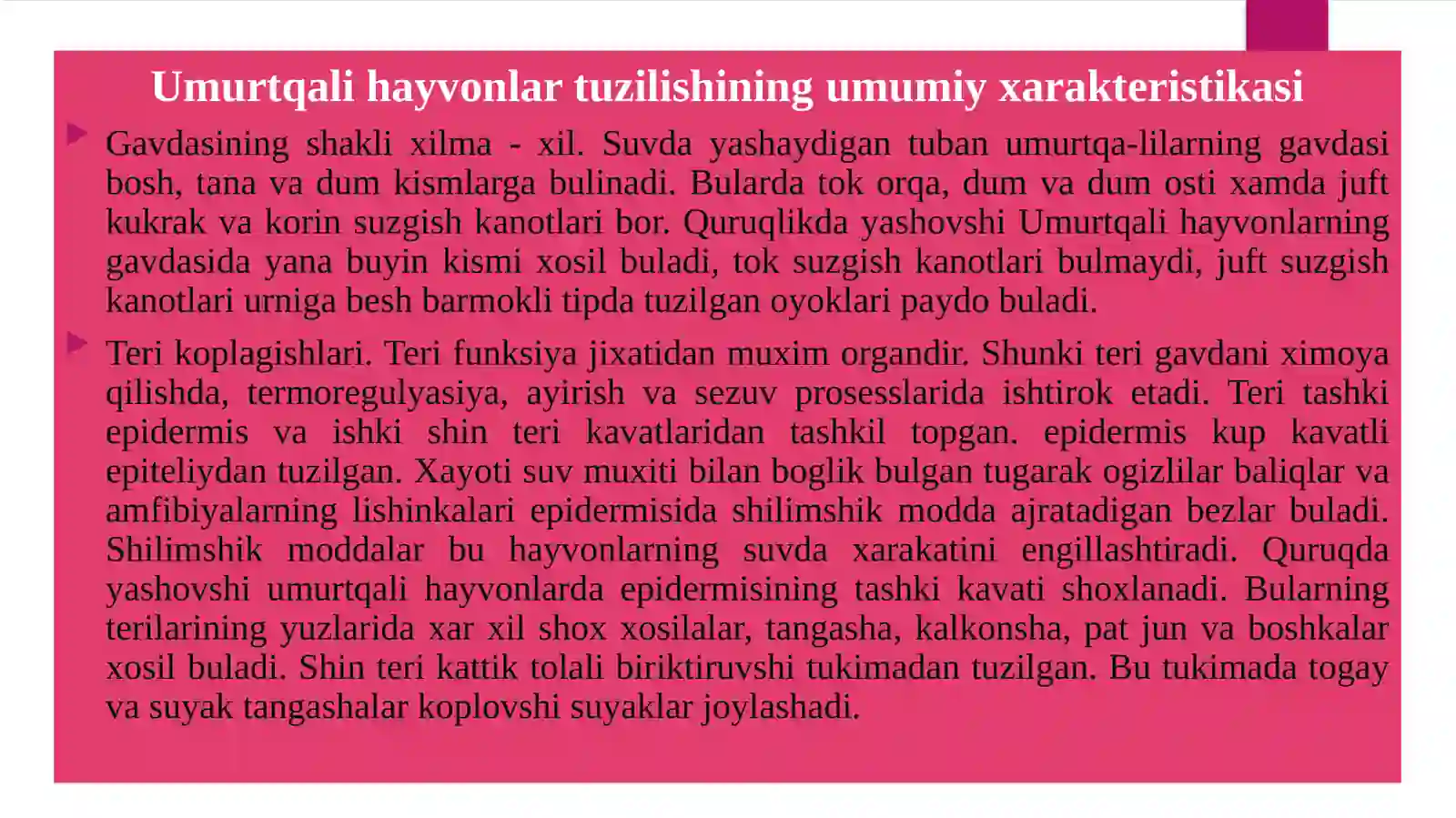 Umurtqalilar kenja tipi 4