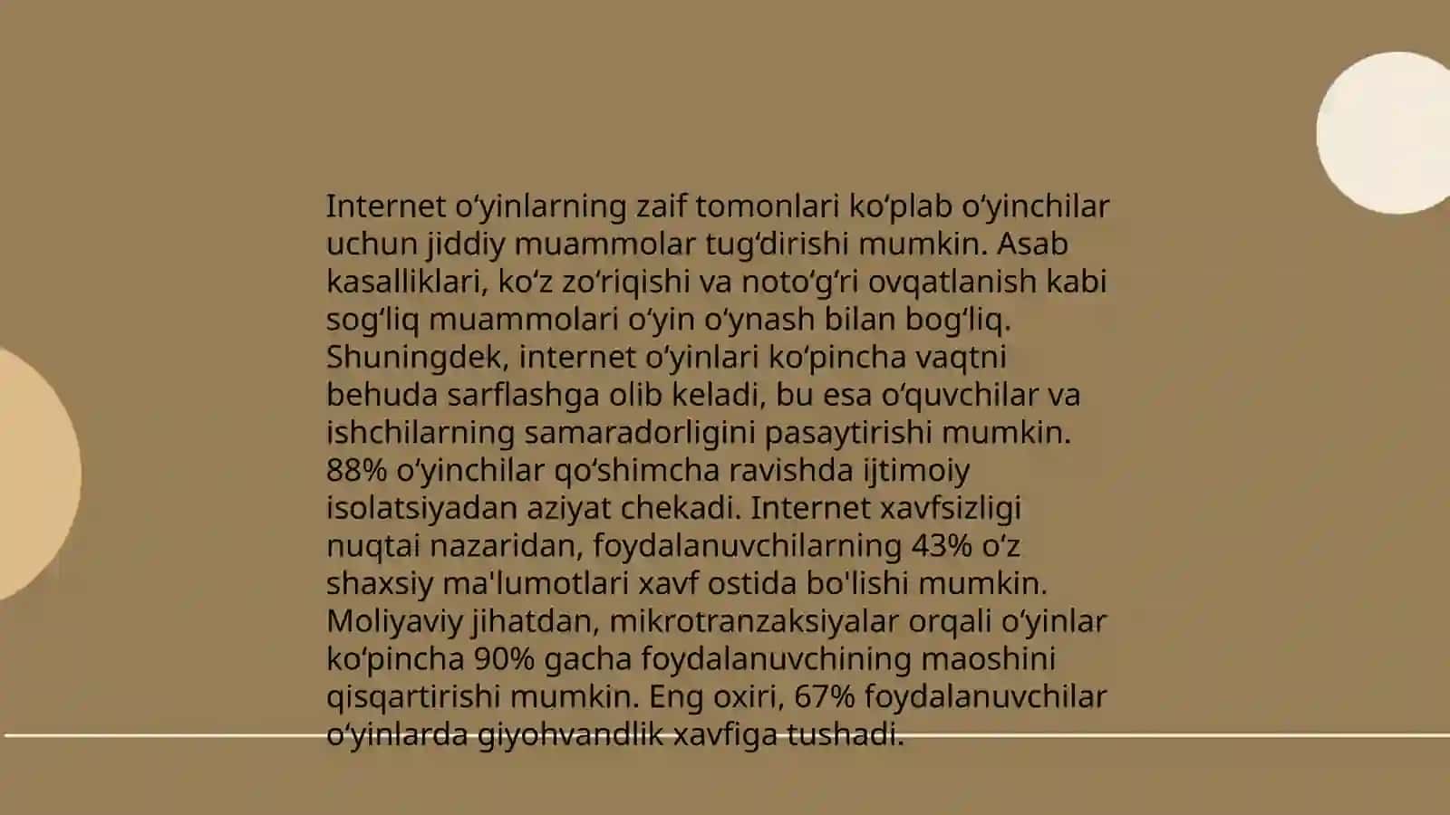 Internet o’yinlarining kuchli,zaif,taxdidlari va imkoniyatlar 4