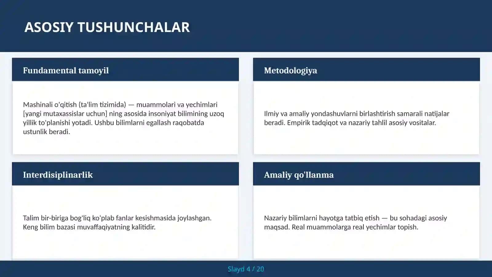 Mashinali o'qitish (ta'lim tizimida) — muammolari va yechimlari [yangi mutaxassislar uchun] 4