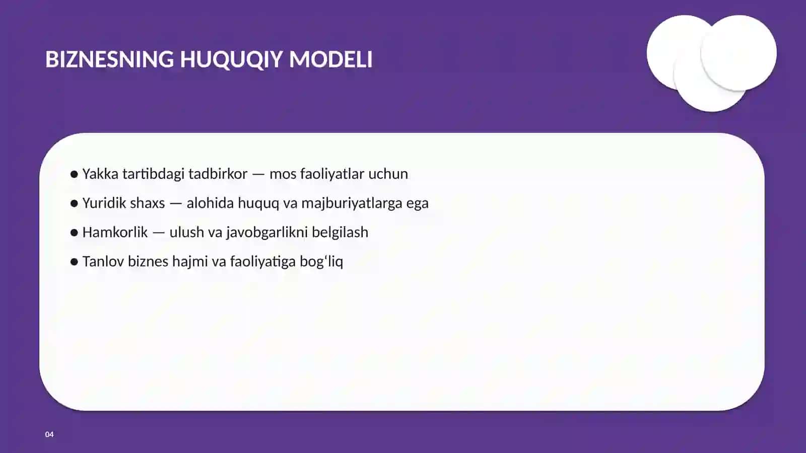 BIZNESNI QONUNIY RASMIYLASHTIRISH 4