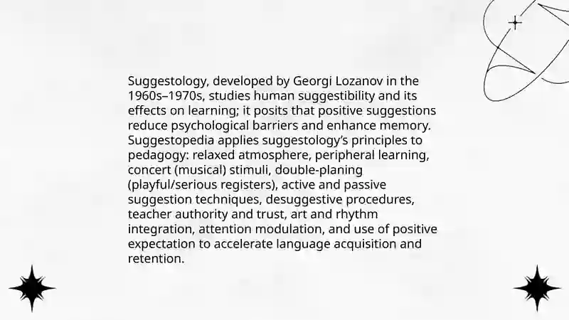 Suggestopedia and its main features 4