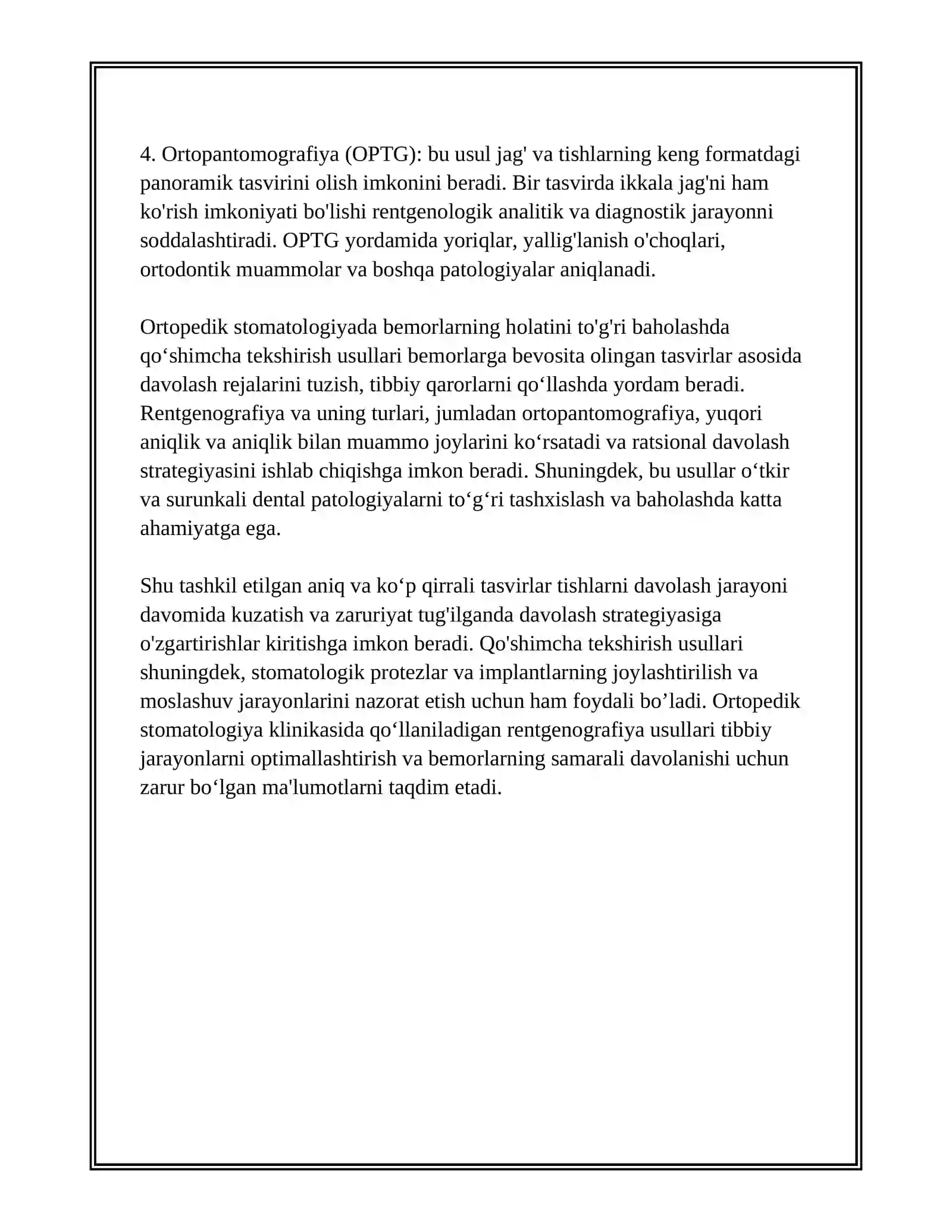 ORTOPEDIK STOMATOLOGIYA KLINIKASIDA BEMORLAR UCHUN QO'SHIMCHA TADQIQOT USULLARI 4