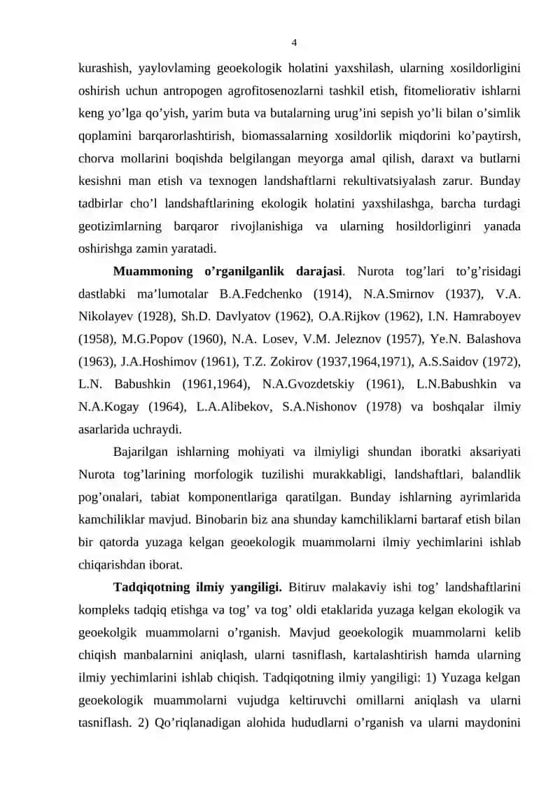 Nurota tog’lari va tog’ oldi tekisliklari tabiiy sharoiti va geoekologik muammolari 4
