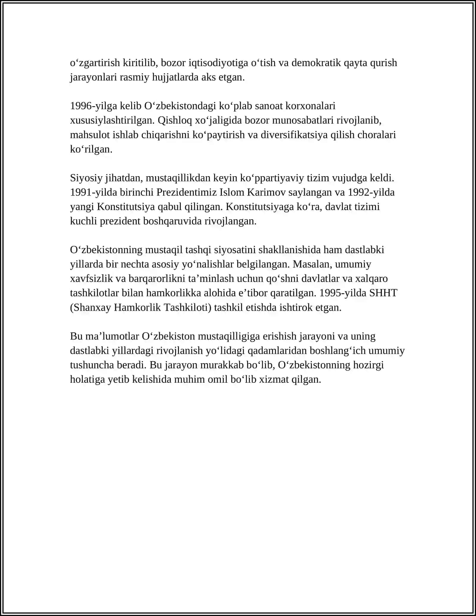 Oʻzbekistonning Eng Yangi Tarixi 4