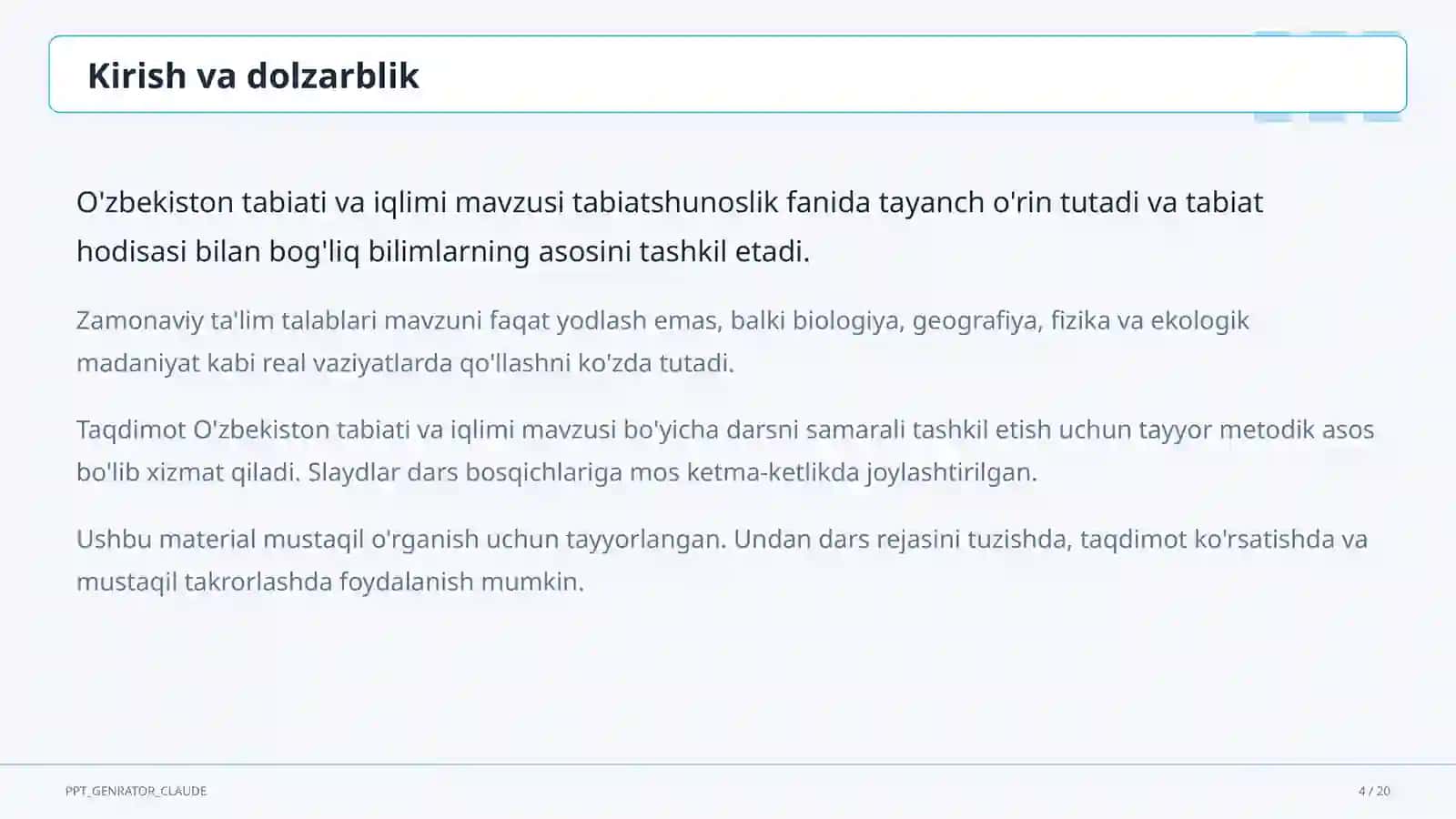 O'zbekiston tabiati va iqlimi (4-sinf) 3