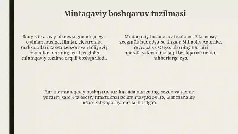 Sony kompaniyasini boshqaruv strukturasi 4