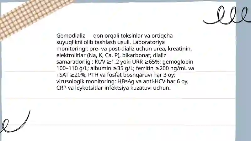 Dializ usulini klinik laboratoriya ishida qoʻllanilishi 4
