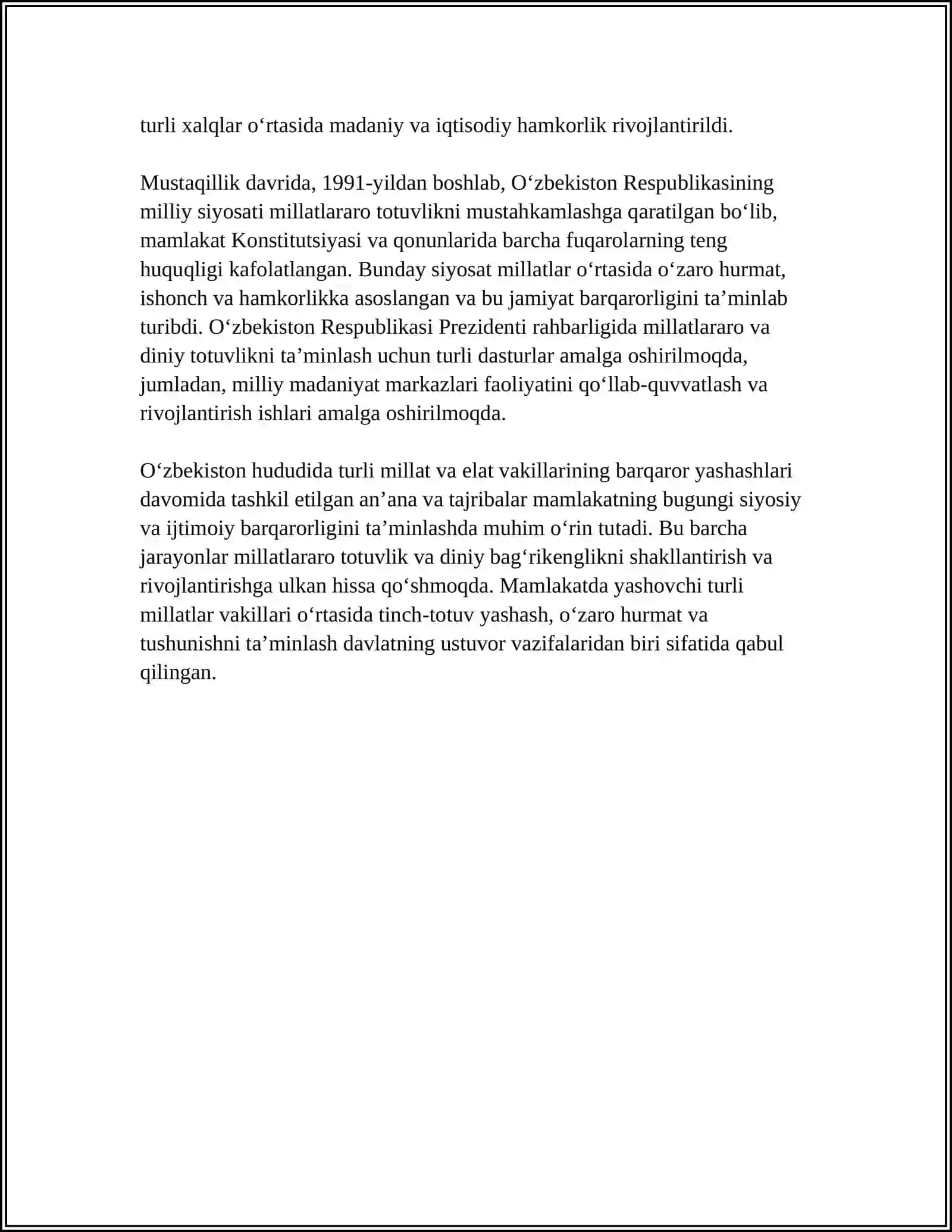 O'ZBEKISTONDA MILLATLAR ARO TOTUVLIK VA DINIY BAG'RIKENGLIK 4