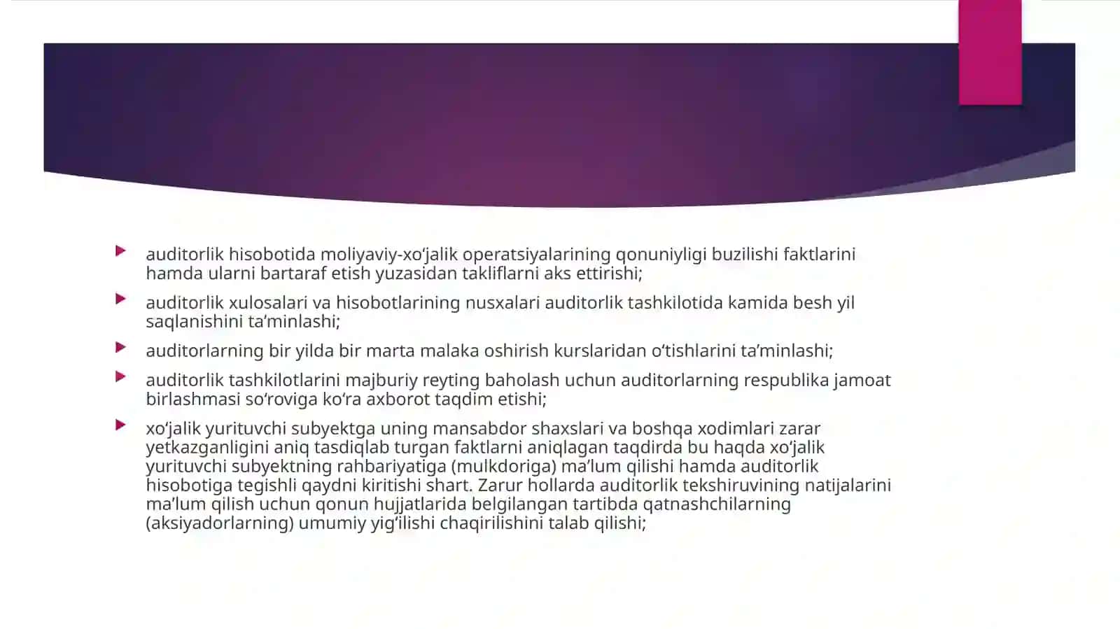 Auditorlik tashkilotining majburiyatlari 4