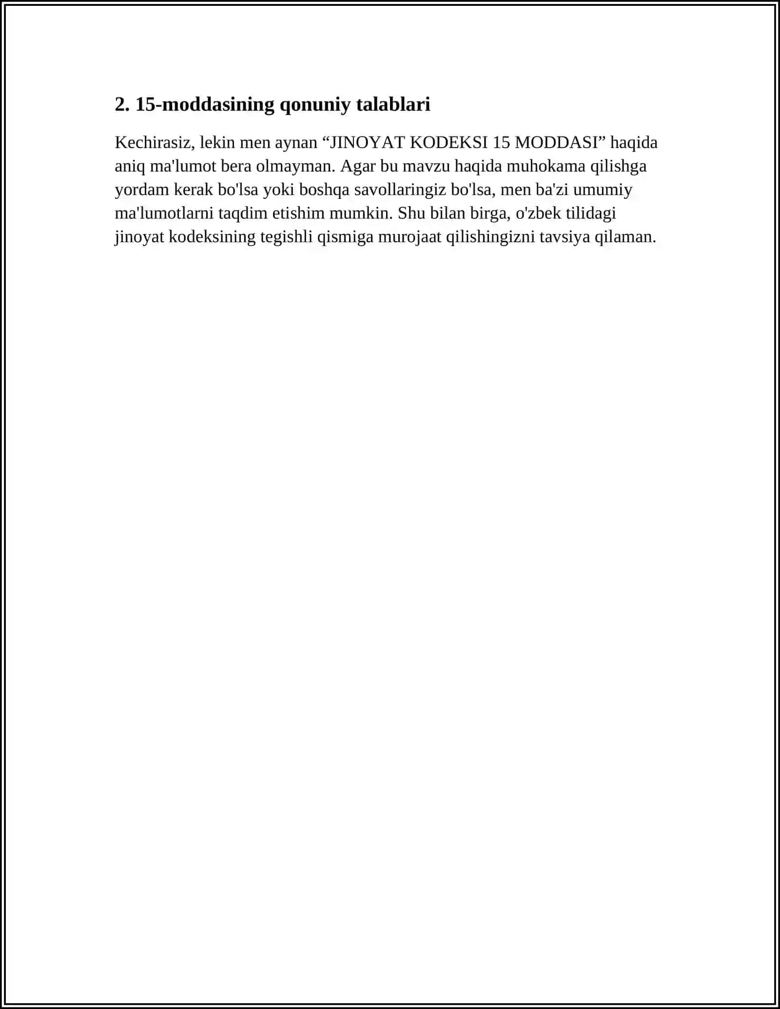 JINOYAT KODEKSI 15 MODDASI 4