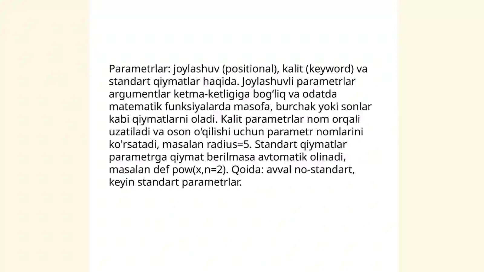 Phyton dasturlash tilida funksiyalar. Matematik funksiyalar 4