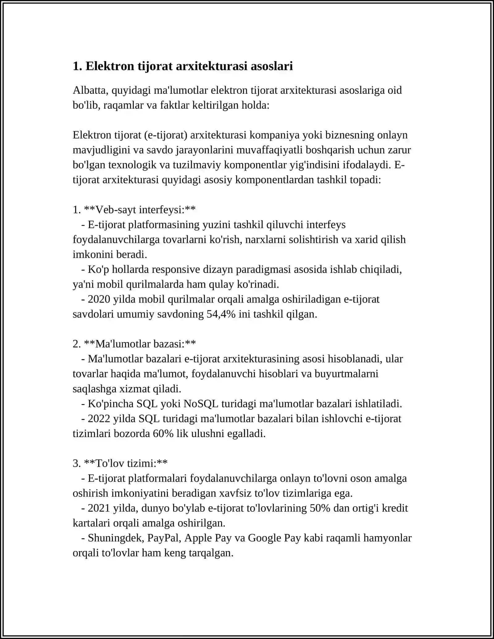 ELEKTRON TIJORAT DASTURIY TA’MINOT TIZIMINI ARXITEKTURASI 4