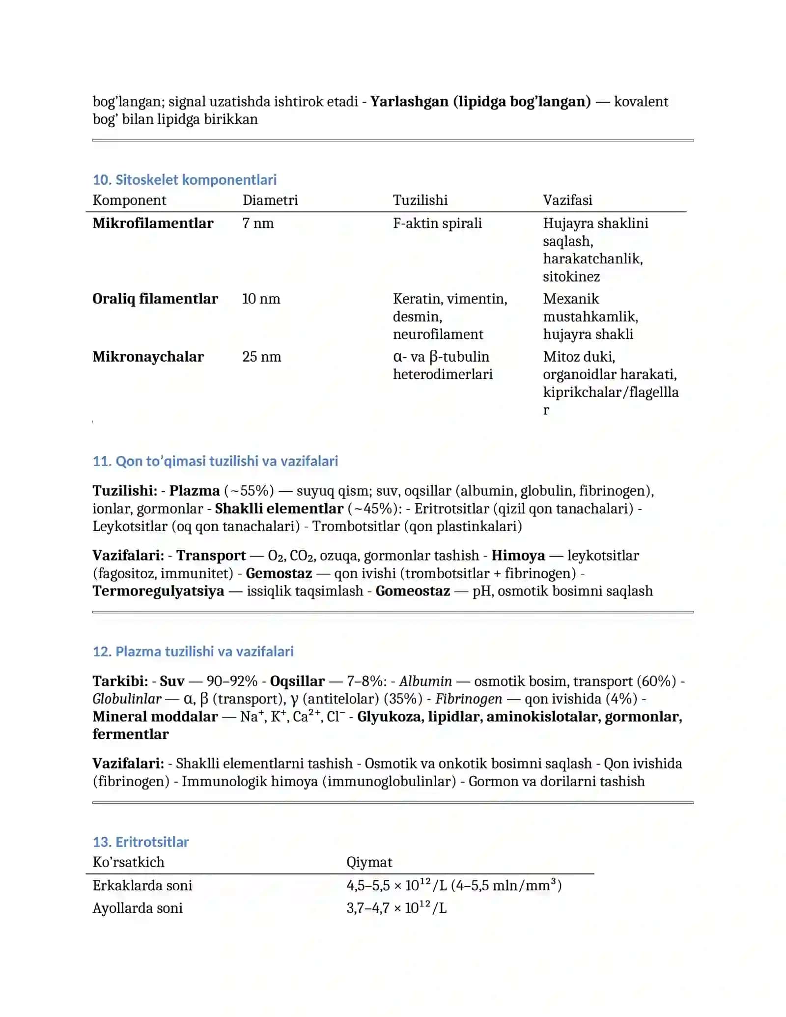 GISTOLOGIYA ORALIQ SAVOLLARI — TO’LIQ JAVOBLAR 4