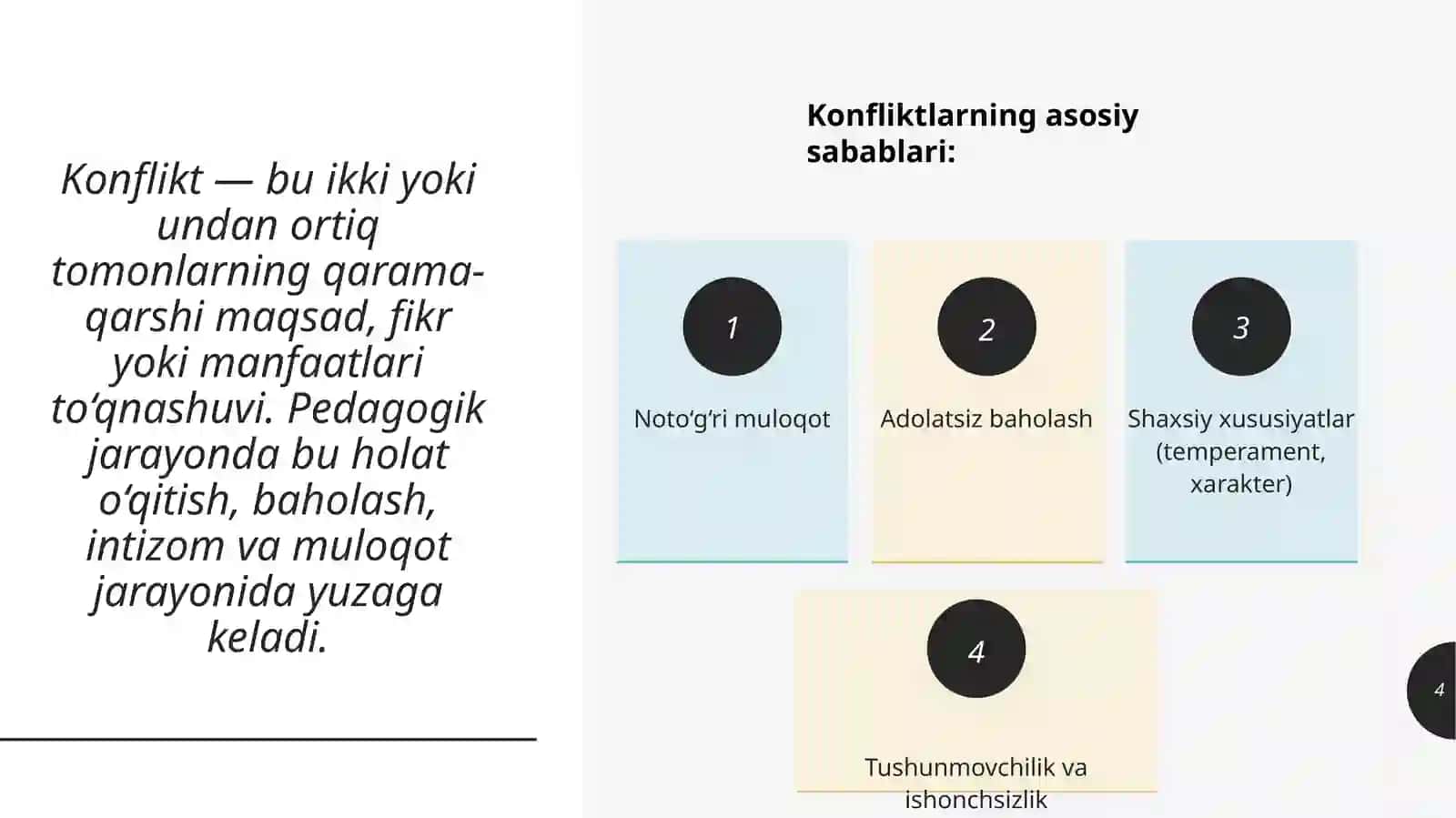 Pedagogik jarayonda amaliyotda uchraydigan konfliktlar 4