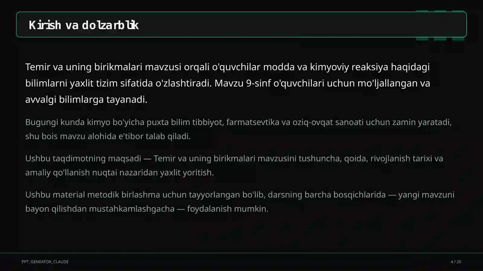 Temir va uning birikmalari (9-sinf) 4