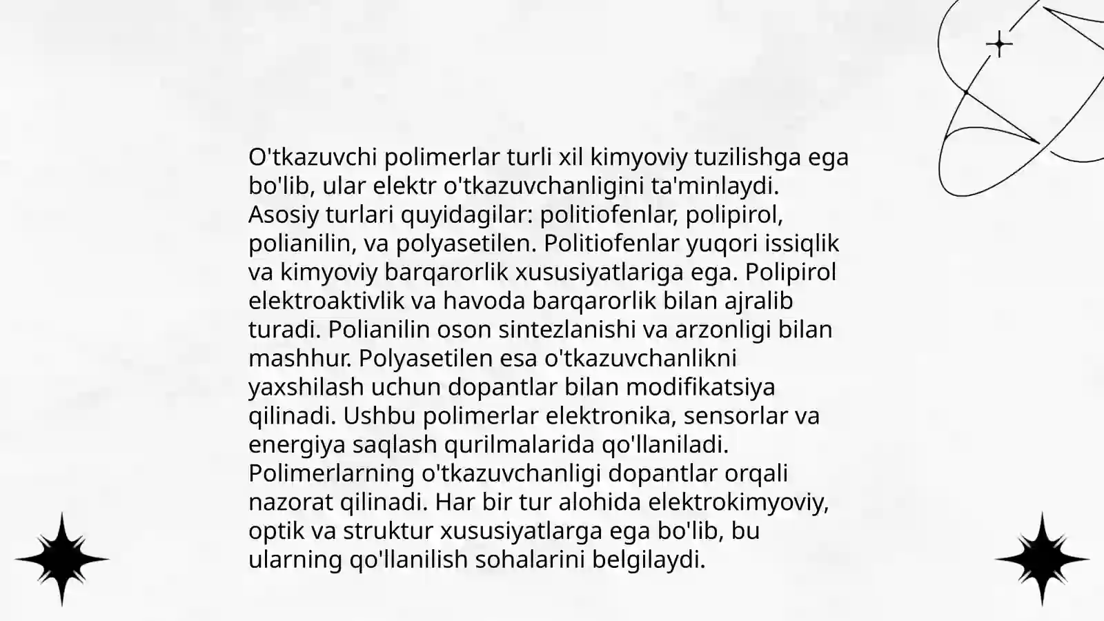Polimerlarning oʻtkazuvchanligi 4
