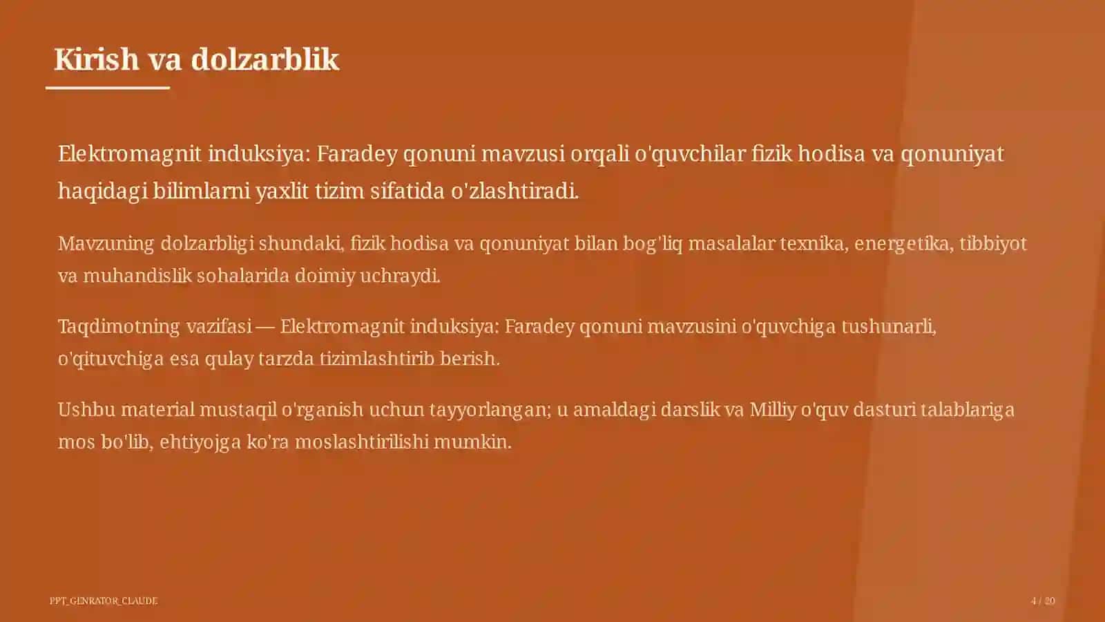 Elektromagnit induksiya: Faradey qonuni (11-sinf) 4