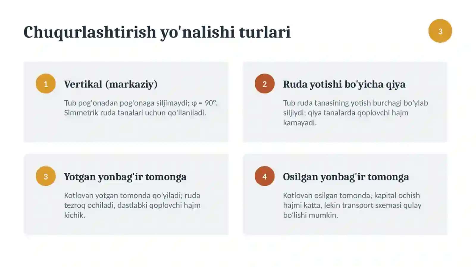 Сhuqurlashtirishining optimal yo'nalishini grafik-analitik usulda aniqlash 4